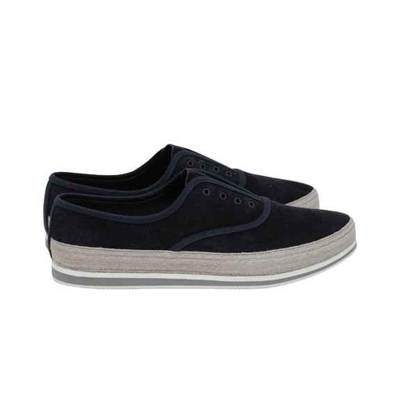 Prada Mens Espadrille Sneakers US8.5 UK7.5 Blue Grey Suede Slip On St Tropez - Picture 8 of 11